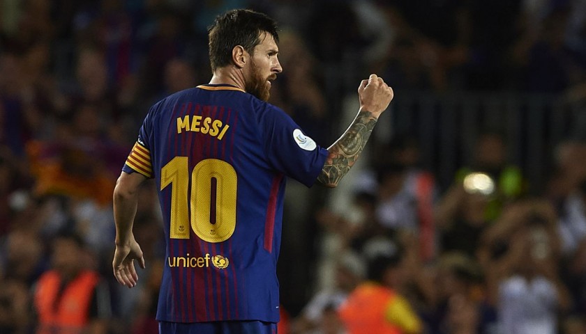 Messi's Match-Issued Barcelona Shirt, 2017 Supercopa de España