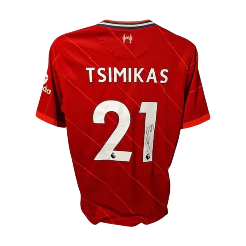 Maglia ufficiale firmata da Kostas Tsimikas per il Liverpool 2021/22