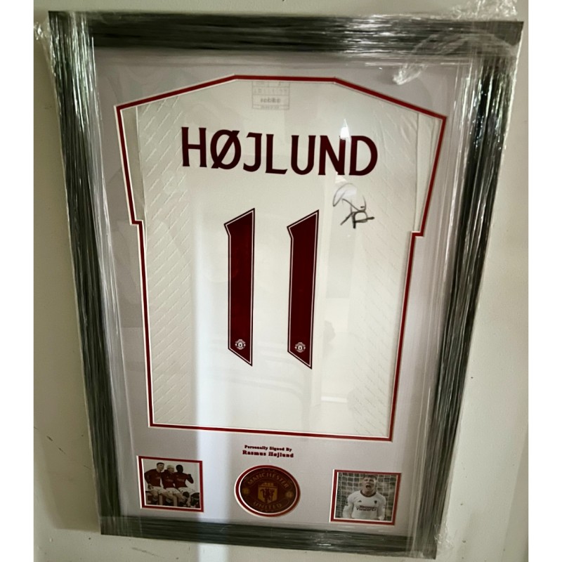 Rasmus Højlund's Manchester United 2023/24 Signed and Framed Third Shirt