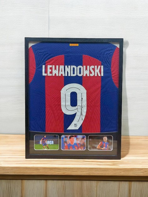 Maglia del Barcellona incorniciata - Autografata da Lewandowski