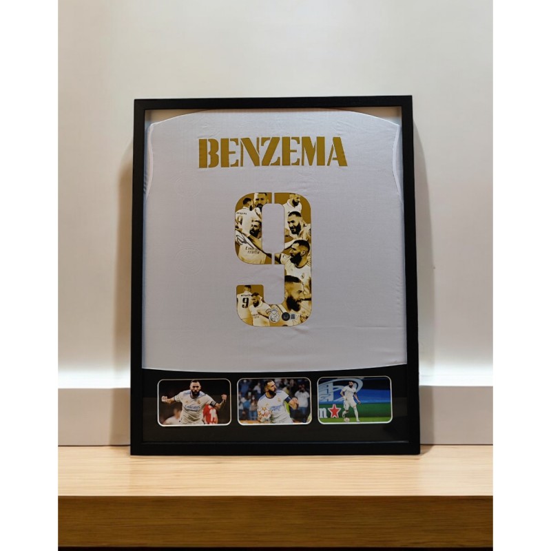 Maglia del Real Madrid firmata e incorniciata di Benzema