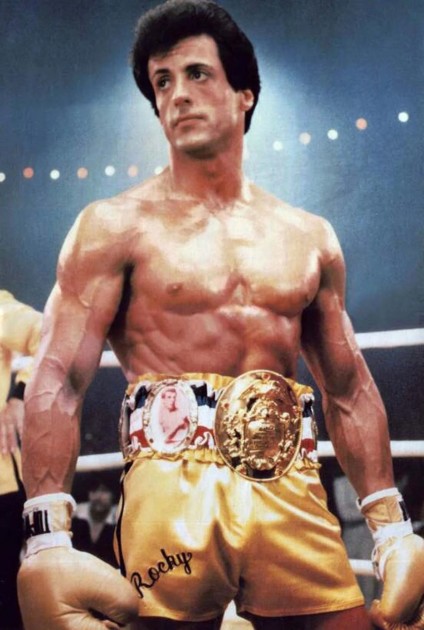 Pantaloncini da boxe "Rocky" autografati da Sylvester Stallone 