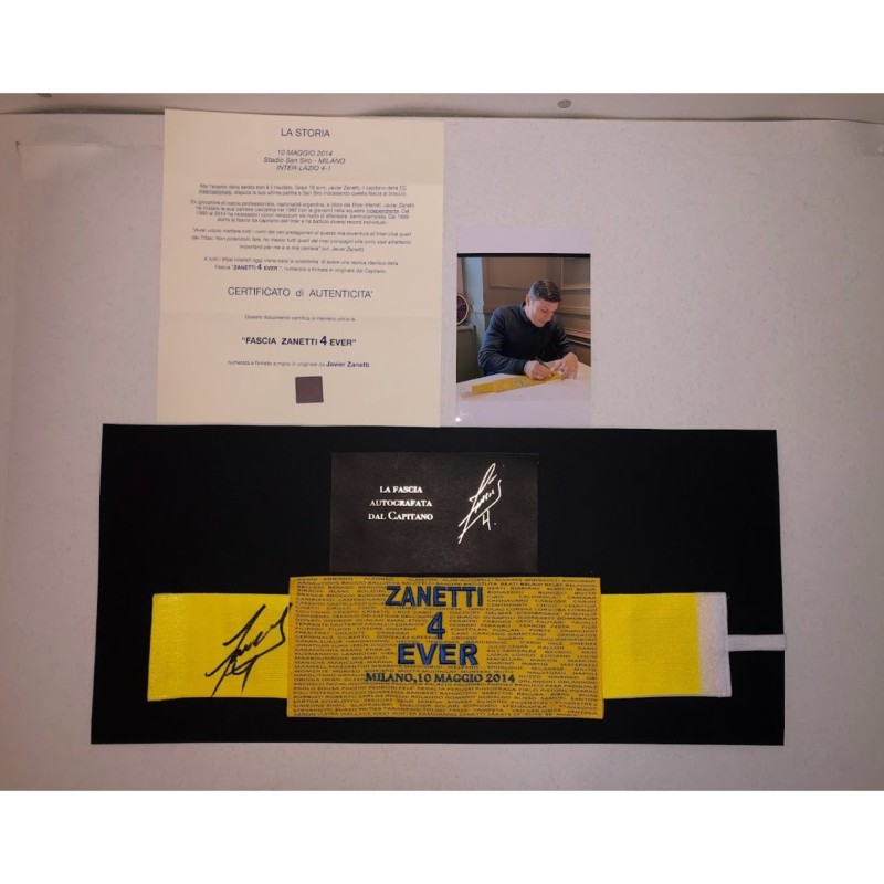 "Zanetti 4 Ever" Framed Captain's Armband - Signed by Javier Zanetti