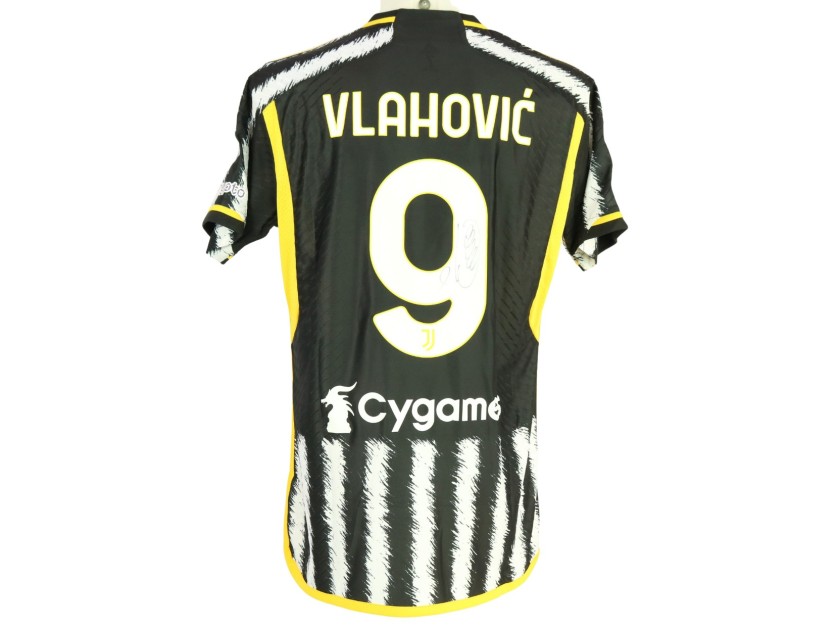 Maglia Vlahovic preparata Atalanta vs Juventus, Finale Coppa Italia 2024 - Autografata