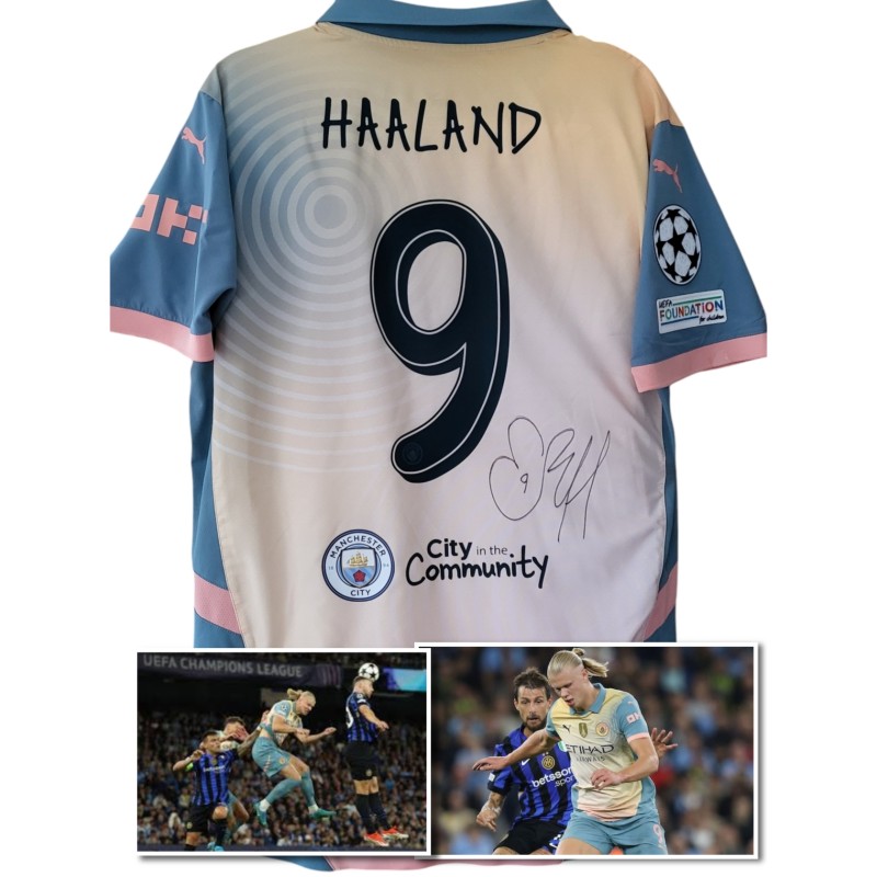 Maglia Gara Haaland Manchester City vs Inter, UCL 2024 - Autografata