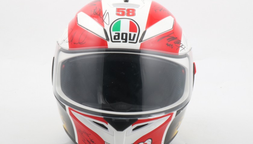 Simoncelli Helmet Replica, Signed by Moto GP, Moto 2 and Moto 3 Pilots
