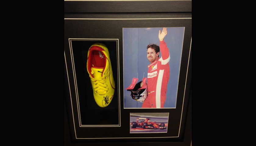 Sebastian Vettel Signed Ferrari Shoe Display