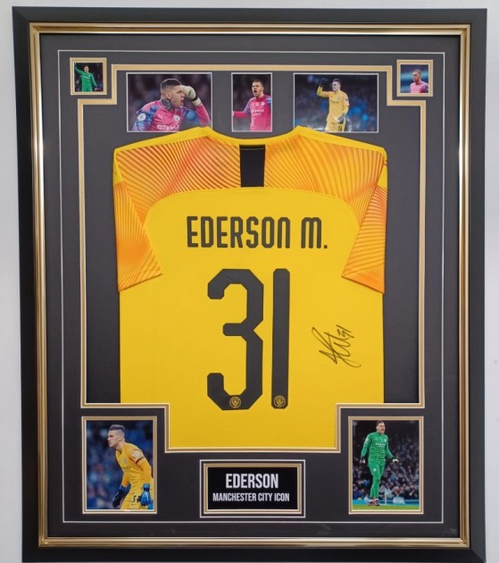 Ederson's Manchester City Signed and Framed Shirt