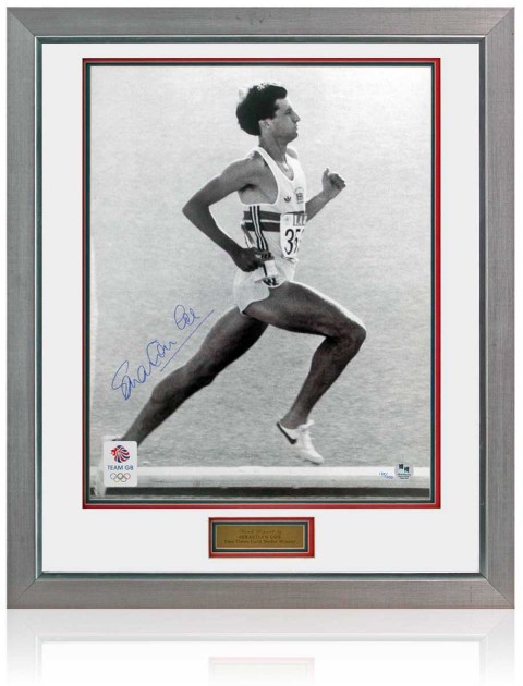 Sebastian Seb Coe, fotografia olimpica firmata e incorniciata