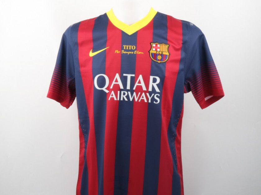 Messi match issued/worn Barcelona-Getafe 2014 - Tito per sempre etern
