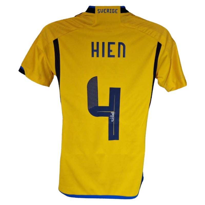 Isak Hien Signed Sweden 2022-23 Official Home Football Shirt