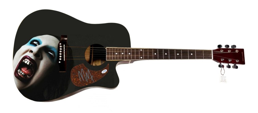 Marilyn Manson Signed Custom Graphics Guitar 