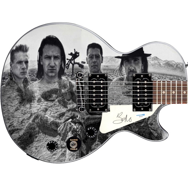Bono of U2 Signed Custom Epiphone 'Joshua Tree' Graphics Guitar