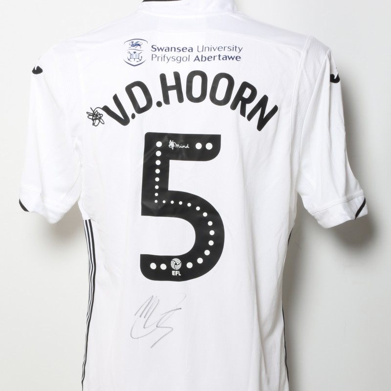Mike Van der Hoorn's Swansea City Worn and Signed Home Poppy Shirt 