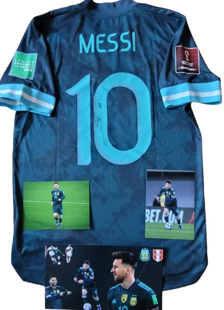 Maglia Messi preparata Argentina vs Peru, WC 2022 Qualifiers - Autografata