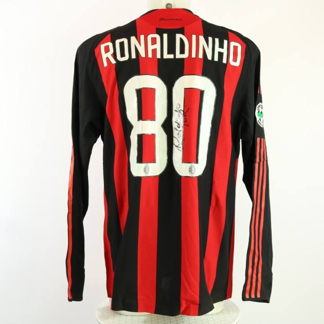 Ronaldinho Milan Signed Match Shirt, 2008/09 