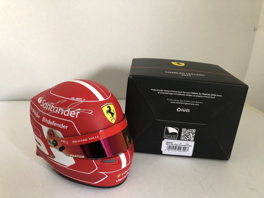 Leclerc's Scuderia Ferrari Signed Scale Helmet, 2023