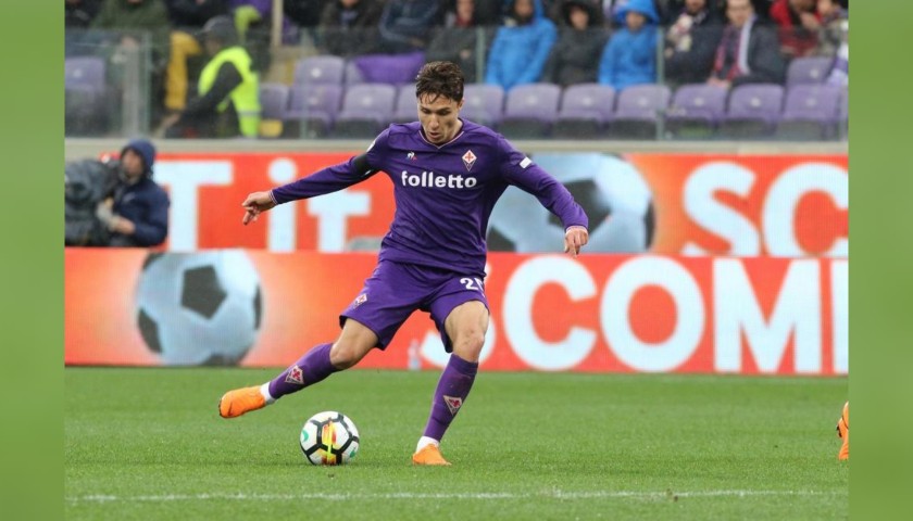Chiesa's Match Worn and Signed Shirt, Fiorentina-Benevento 2018