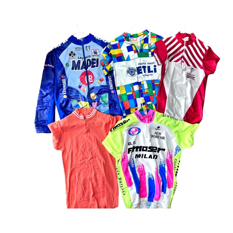 Collection of Five Match-Issued Biking Shirts