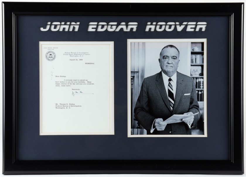 J. Edgar Hoover Signed Framed Display