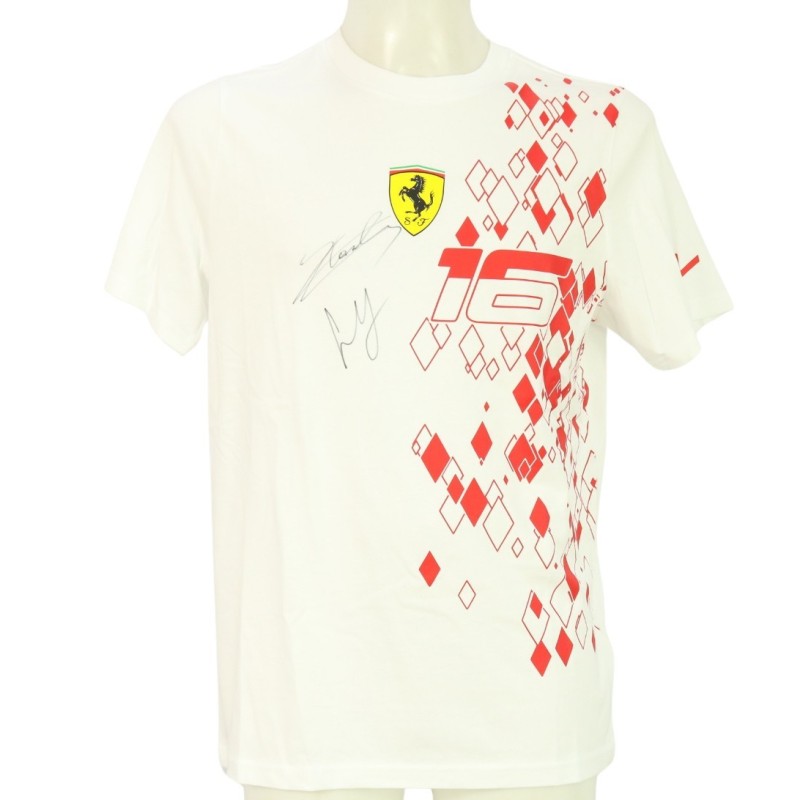 Leclerc Official Scuderia Ferrari T-Shirt, Monaco 2023 - Signed by Charles Leclerc and Carlos Sainz Jr