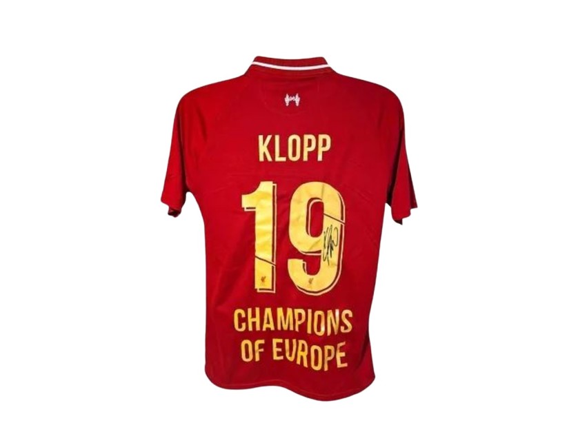 Maglia da calcio replica firmata Jurgen Klopp Liverpool 19/20 Champions League