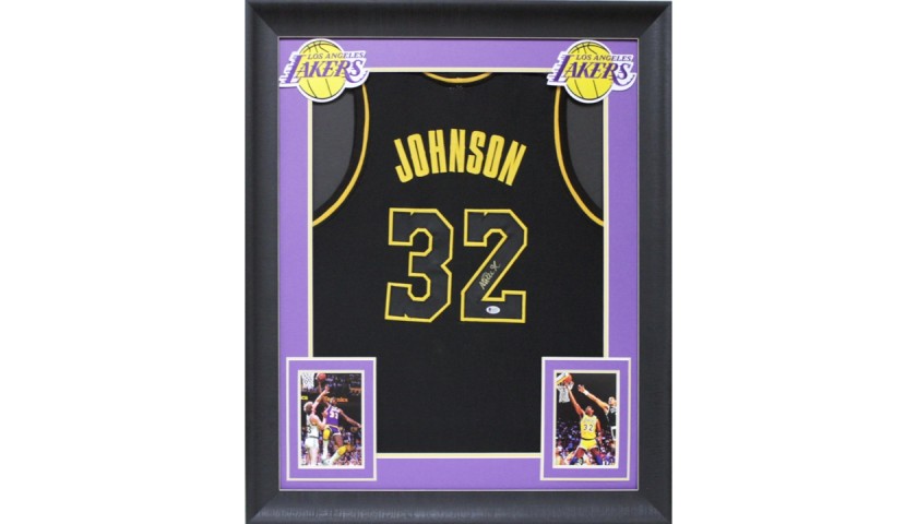 Magic Johnson Autographed and Framed Purple Lakers Jersey