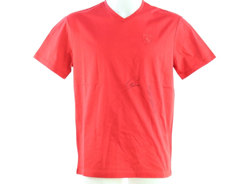 R - Official Scuderia Ferrari T-Shirt designed by Giorgio Armani - Signed by Hamilton and Leclerc