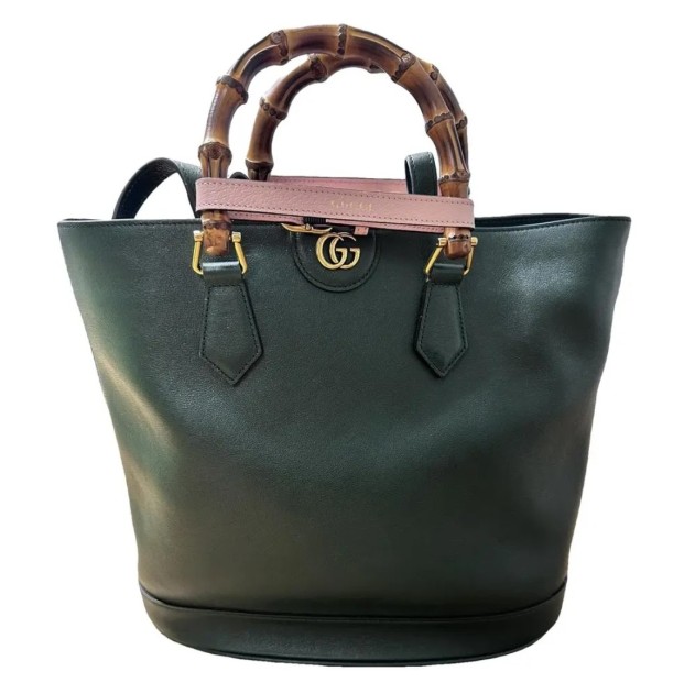Gucci Diana Bag in Green Leather with Bamboo Handles