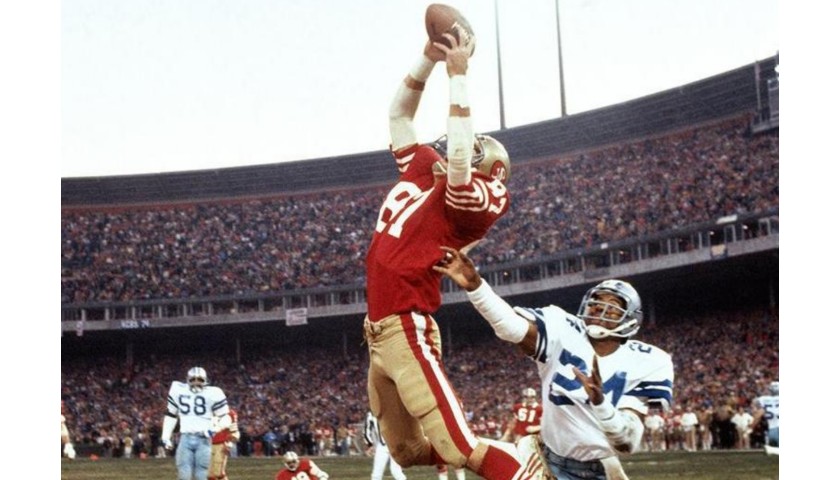 The Catch San Francisco 49ers Helmet Autographed by Joe Montana and Dwight  Clark - CharityStars