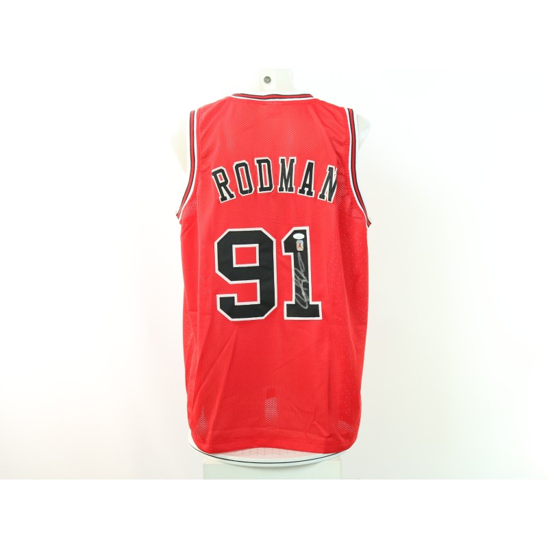 Maglia replica firmata di Dennis Rodman dei Chicago Bulls