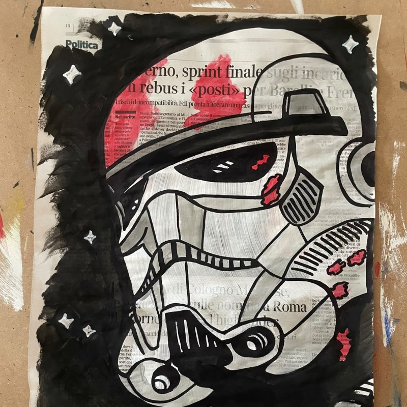 Stormtrooper – Unique Artwork on Newspaper by RikPen