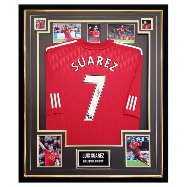 Luis Suarez's Liverpool Signed and Framed Shirt