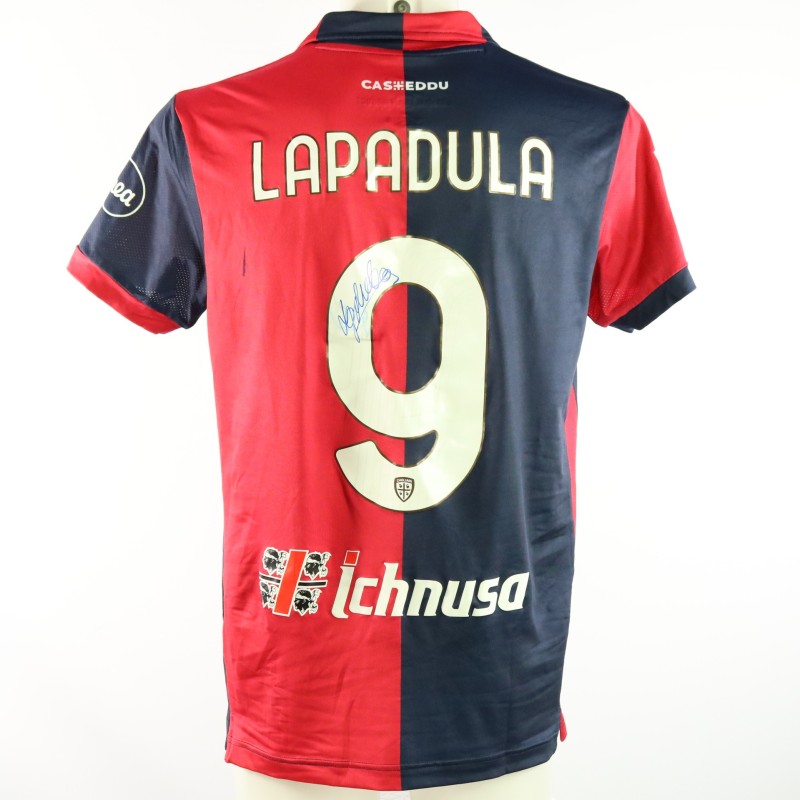 Lapadula Unwashed and Signed Shirt, Cagliari vs Monza 2023