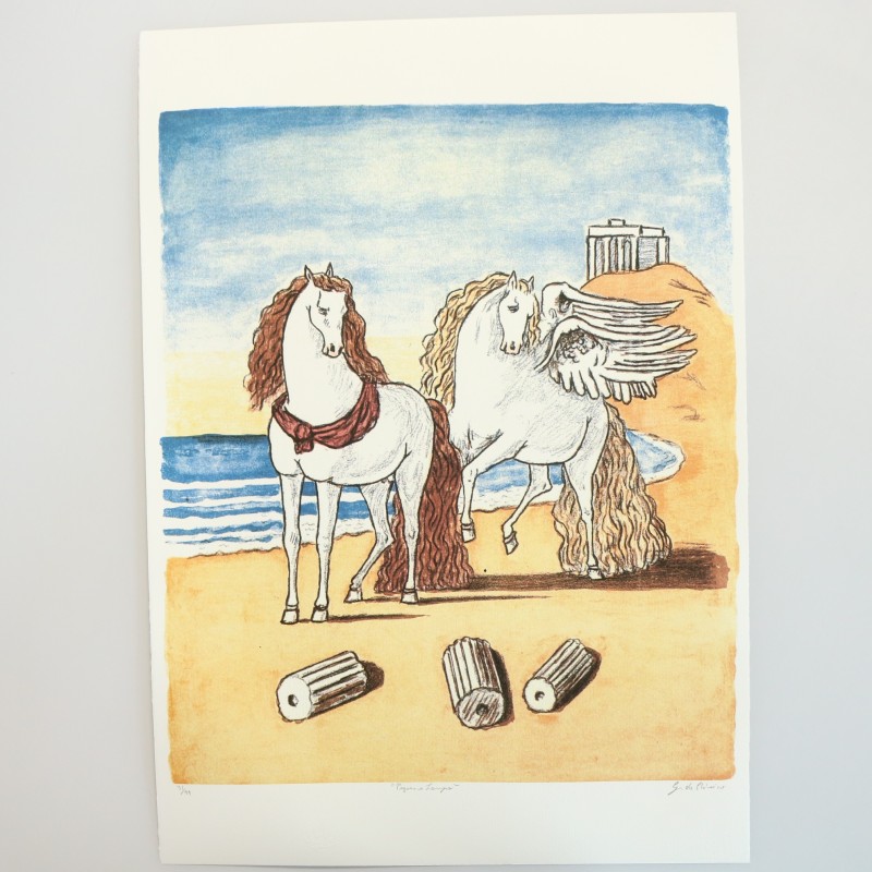"Pegaso and Lampo" - Hand-signed work by Giorgio de Chirico