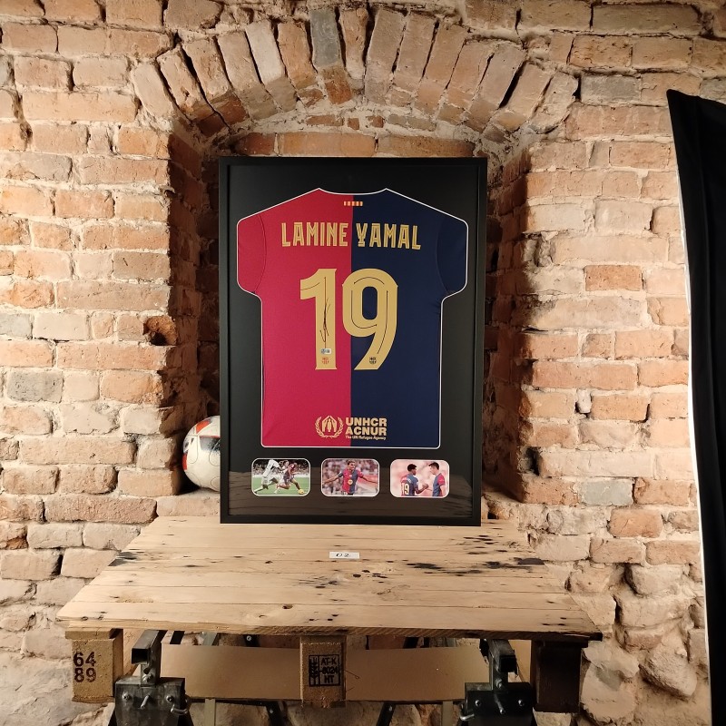 Yamal's FC Barcelona Signed and Framed Shirt