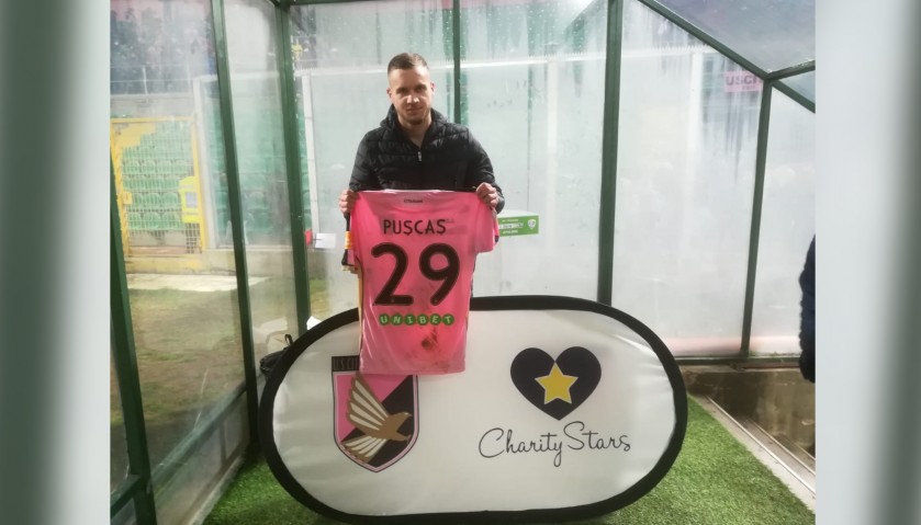 Puscas' Worn and Signed Shirt, Palermo-Brescia 2019
