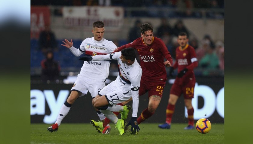 Zaniolo's Worn and Signed Shirt, Roma-Genoa 2018