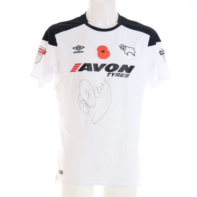 Curtis Davies' Derby County 2017/18 Signed Poppy Match Shirt