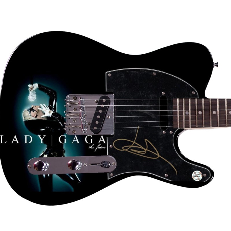 Lady Gaga Signed Custom Graphics Guitar