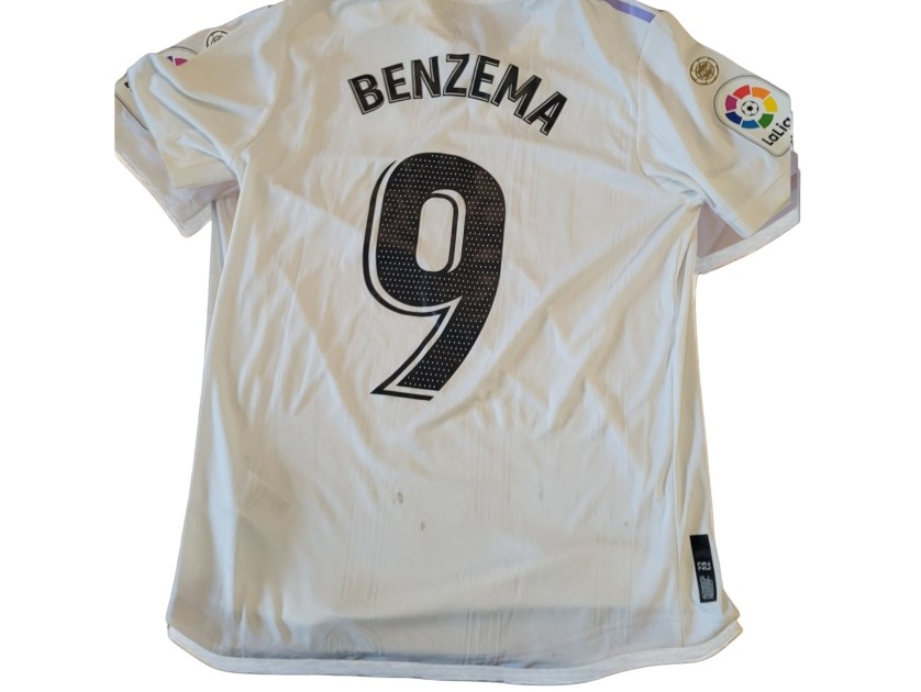 Karim Benzema's Worn and Unwashed Shirt, Athletic Bilbao-Real Madrid 2023