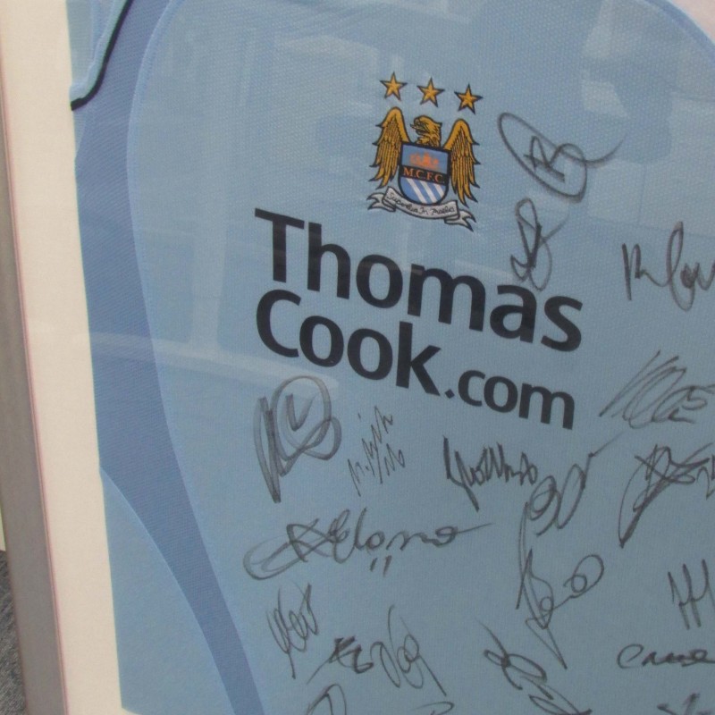 Framed Manchester City 08/09 Home Shirt Signed by the Squad