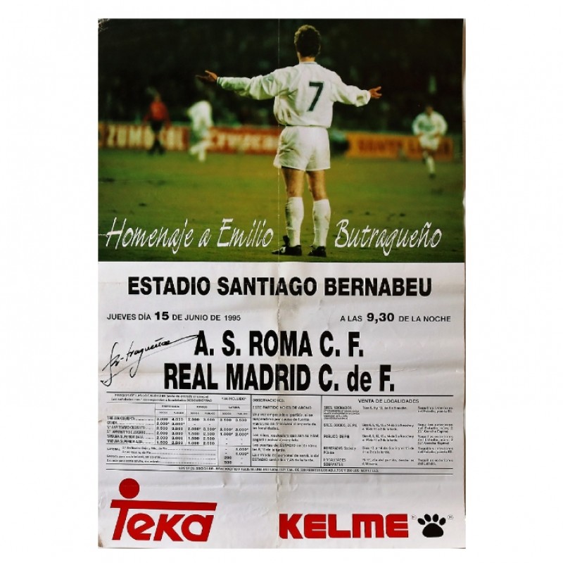 Manifesto Storico Real Madrid 1995 - Autografato da Butragueño
