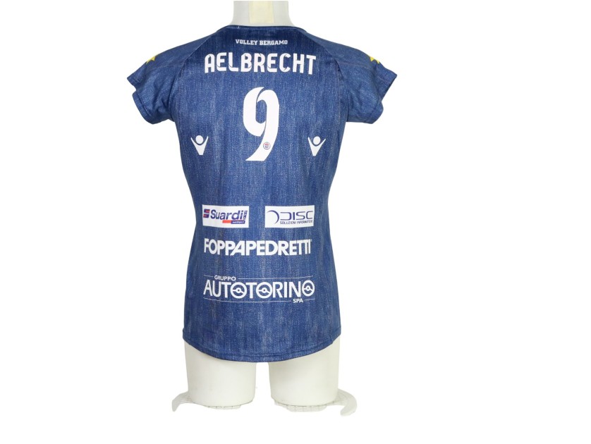 R - Freya Aelbrecht's Volley Foppapedretti Bergamo Match-Worn Shirt, Women's Serie A 2015/16