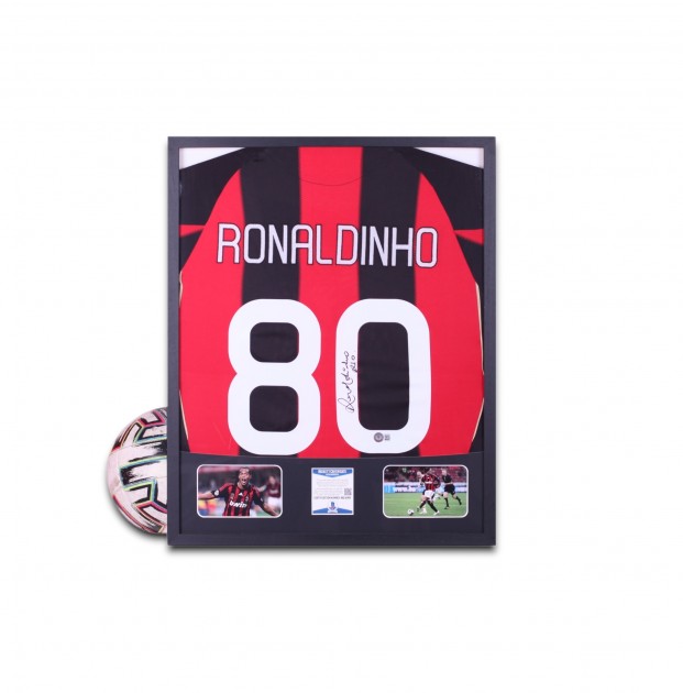 Ronaldinho's AC Milan Signed and Framed Shirt
