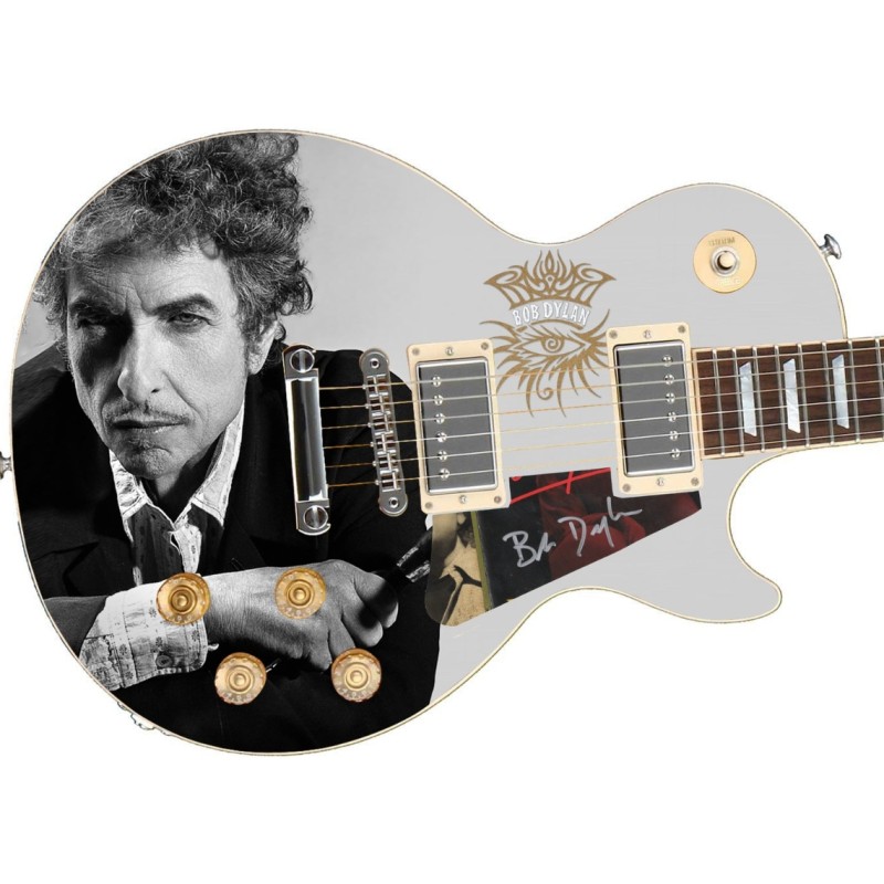 Bob Dylan Signed Custom Graphics Guitar