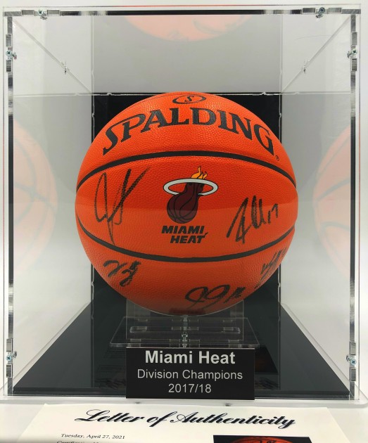 Miami Heat Basketball Display Signed By The 2017/18 Division Champions