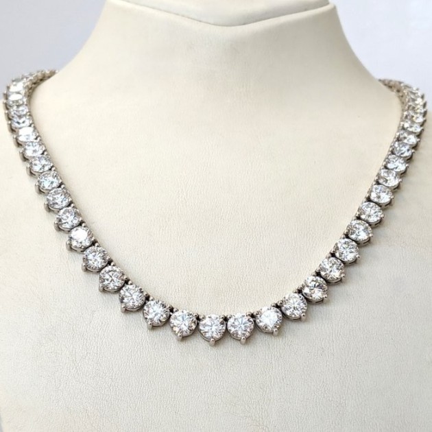 63.70 Ct. Diamond 14K White Gold Necklace 