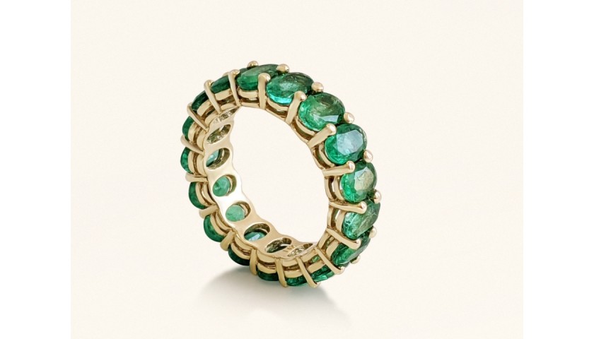 Natural Emerald Eternity Band - 14K Gold