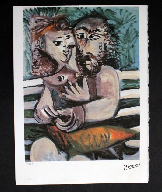 Pablo Picasso - Original Offset Lithograph Print with Dry Stamp